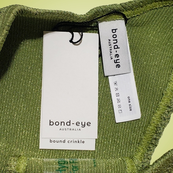BOND-EYE Malibu Bikini Set Swimsuit Bound Crinkle ONE SIZE Citron Shimmer NWT 🌞 - Picture 3 of 4